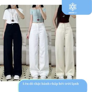 Quần Bò Jean Ống Suông Trơn Retro Nhiều Màu Back To School Quần Đi Học Đi Làm Cực Xinh