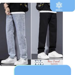Quần Baggy Jean nam phom suông rộng Snowind, Quần bò nam Đen Chất vải jeans bò cao cấp top xu hướng 2026